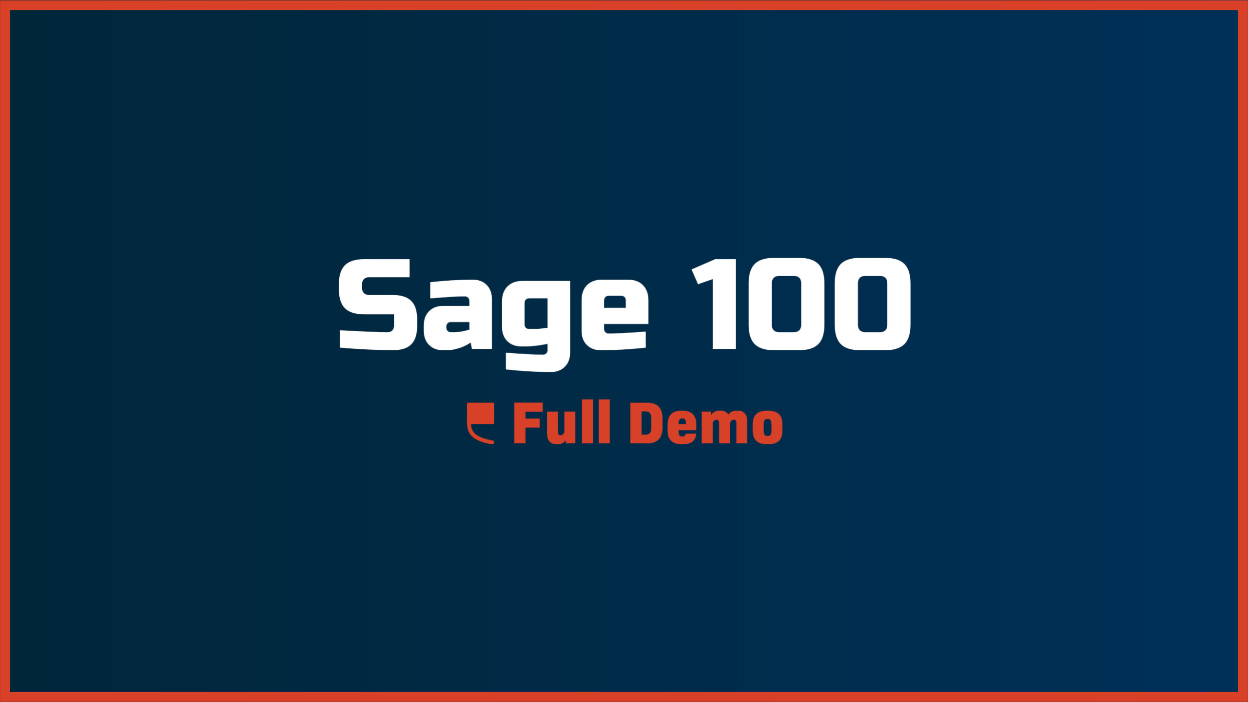 Sage 100 – Full Demo