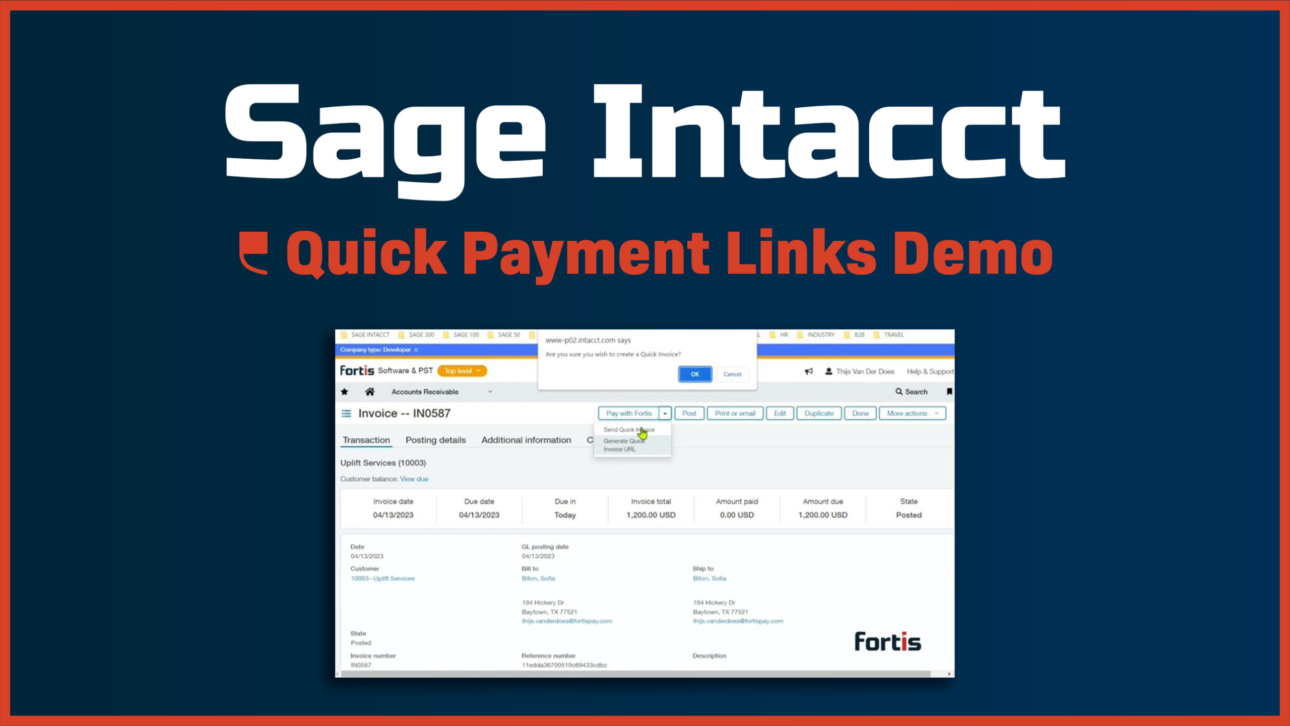 Sage Intacct – Quick Payment Links