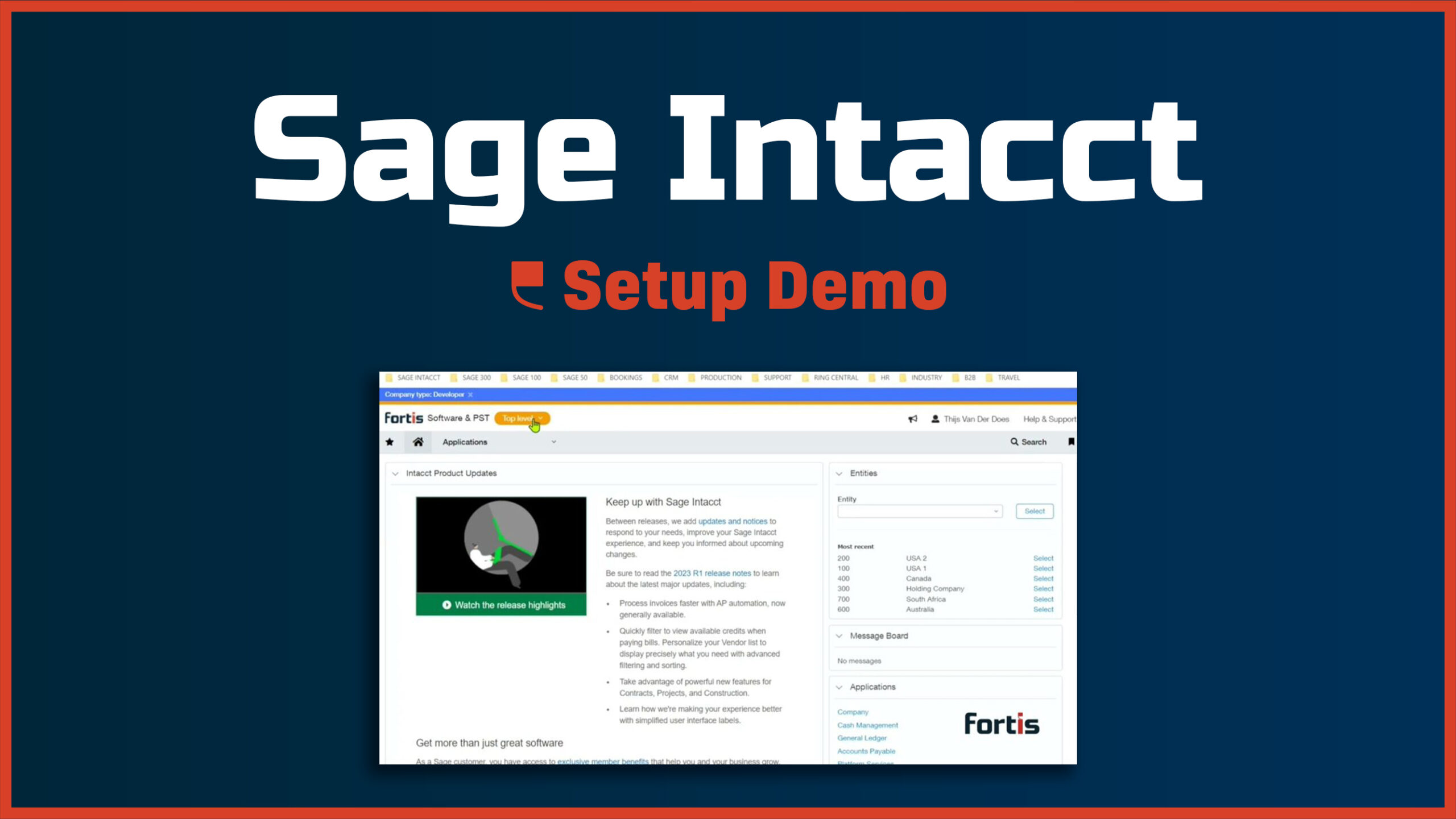 Sage Intacct – Setup