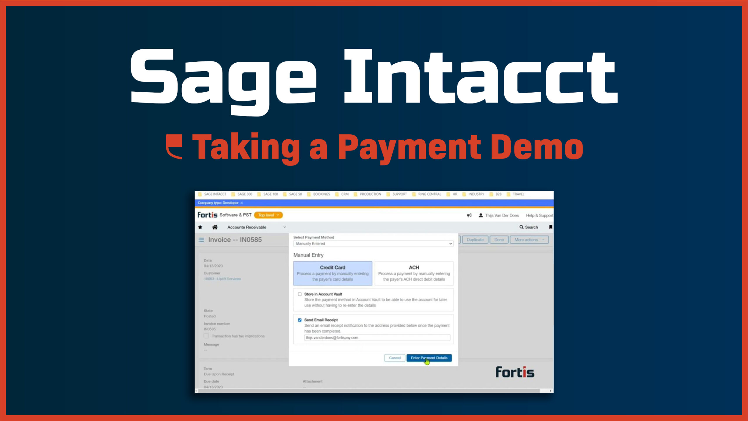 Sage Intacct – Taking a Payment