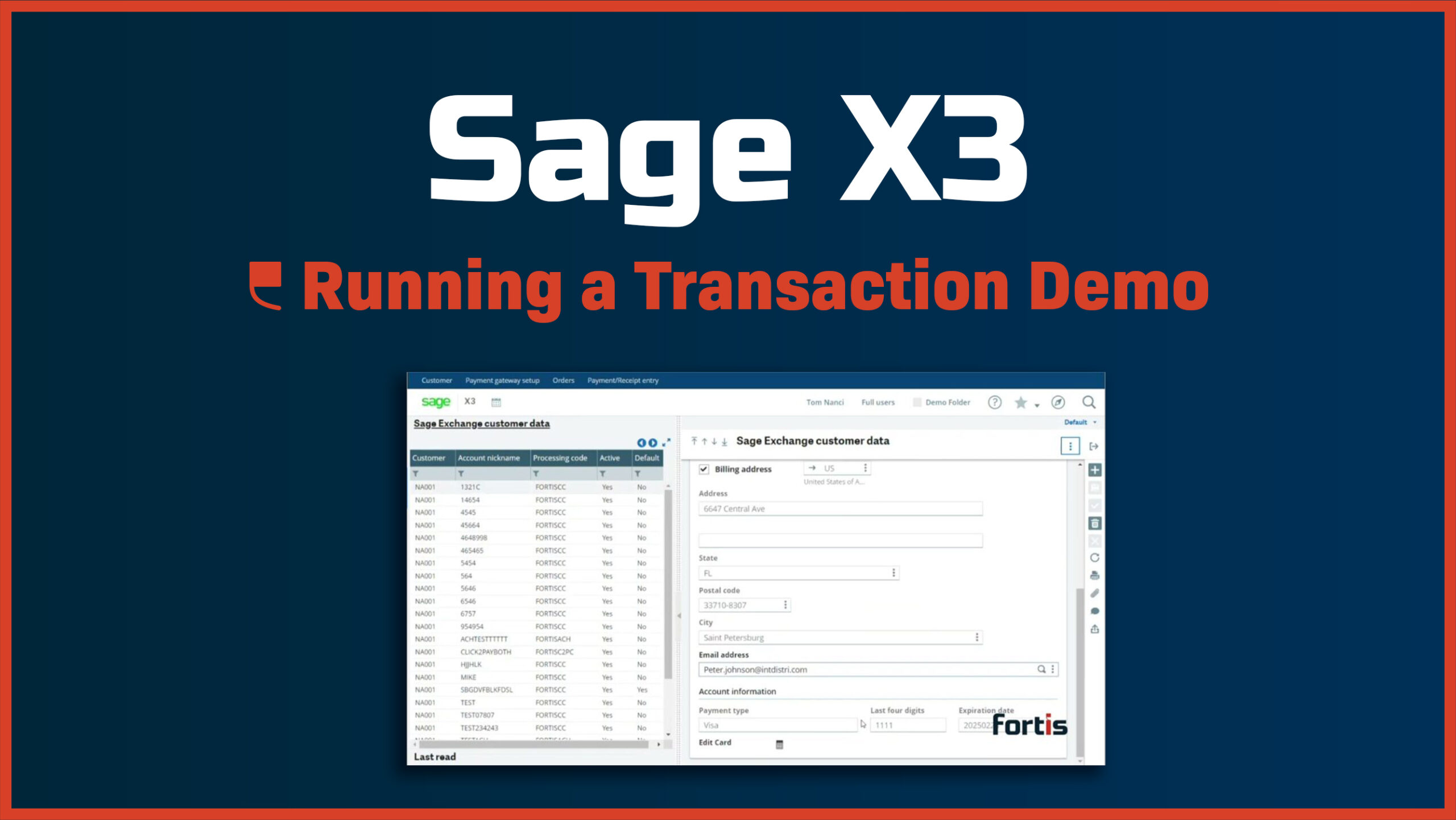 Sage X3 – Running a Transaction